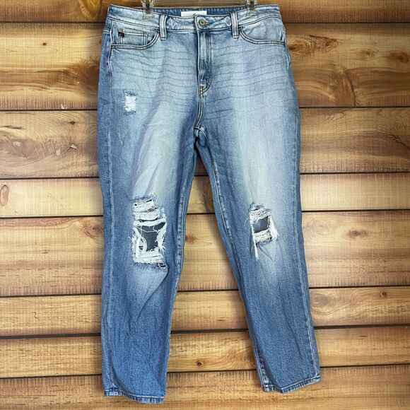 KanCan Womens Lewisburg High Rise Mom Jeans 13/30 Distressed‎ Stretch KC9197L - Picture 1 of 8